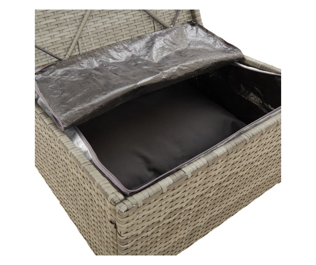 Градински диван за двама със сиви възглавници, полиратан - 10