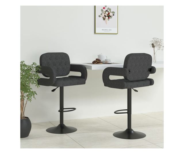 Barski stoli, 2 kosa, temno siva, blago