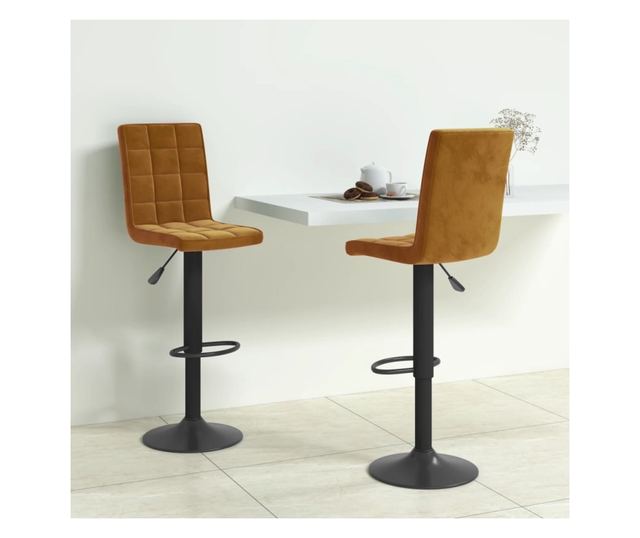 Barski stoli, 2 kosa, rjavi, žamet