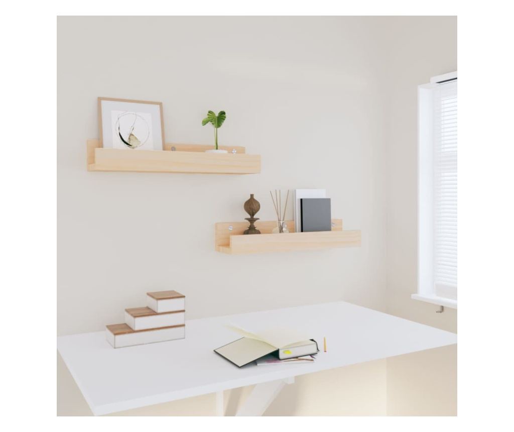 Стенни рафтове, 2 бр., 50x12x9 см, масив бор - 6
