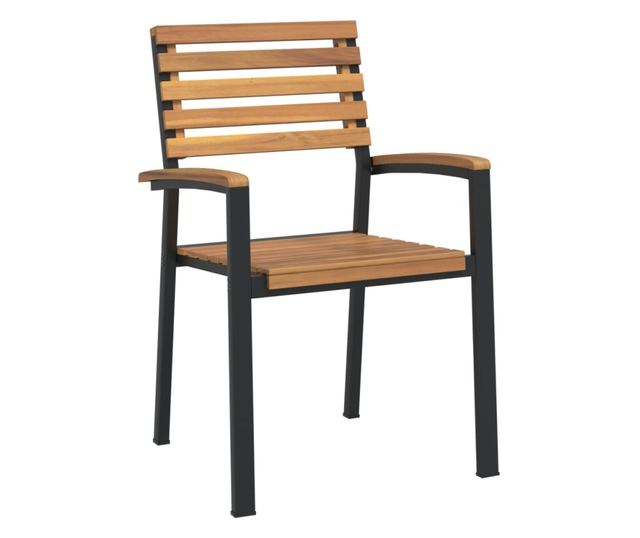 Градински комплект мебели, 7 части, масивно акациево дърво и метал