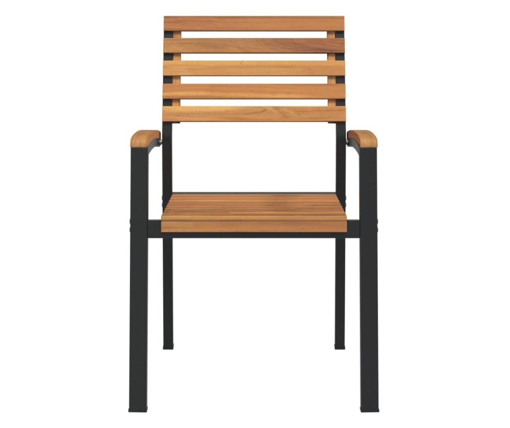 Stohovatelné zahradní židle, 2 ks, masivní akáciové dřevo a kov - 4