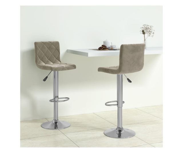 Barski stoli, 2 kosa, svetlo siva, žamet