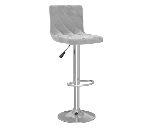 Barski stoli, 2 kosa, svetlo siva, žamet