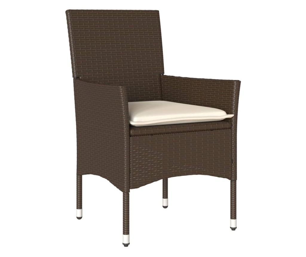 3dílný bistro set s poduškami hnědý polyratan a sklo - 3