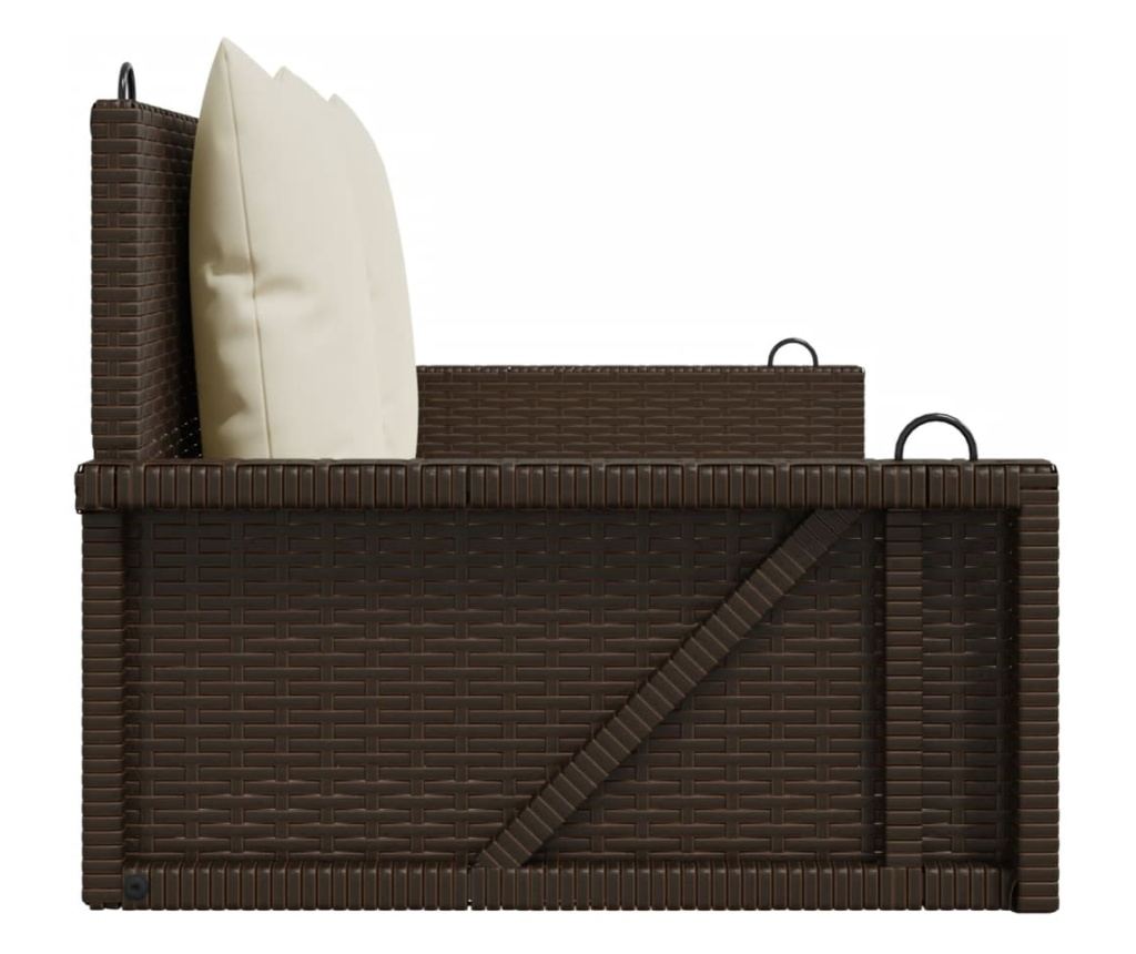 Houpací lavice s poduškami hnědá 119 x 56 x 48 cm polyratan - 5