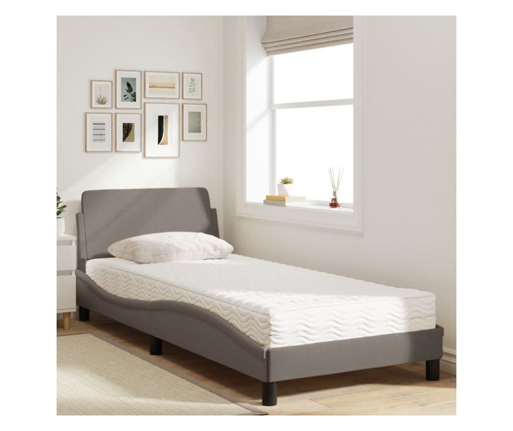 Postel s matrací Dover taupe 90 x 190 cm textil - 3