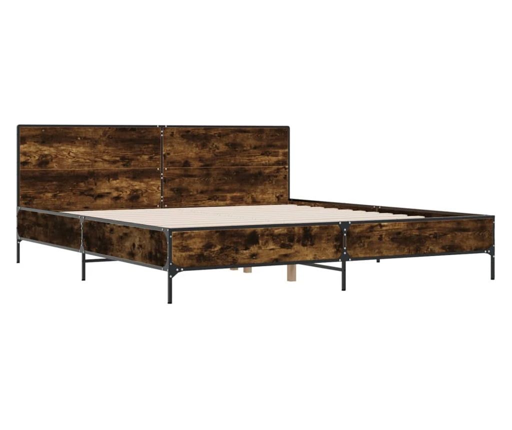 Rám postele kouřový dub 200 x 200 cm kompozitní dřevo a kov - 3