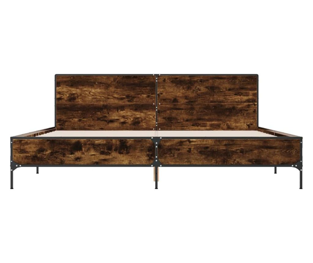 Rám postele kouřový dub 200 x 200 cm kompozitní dřevo a kov - 4