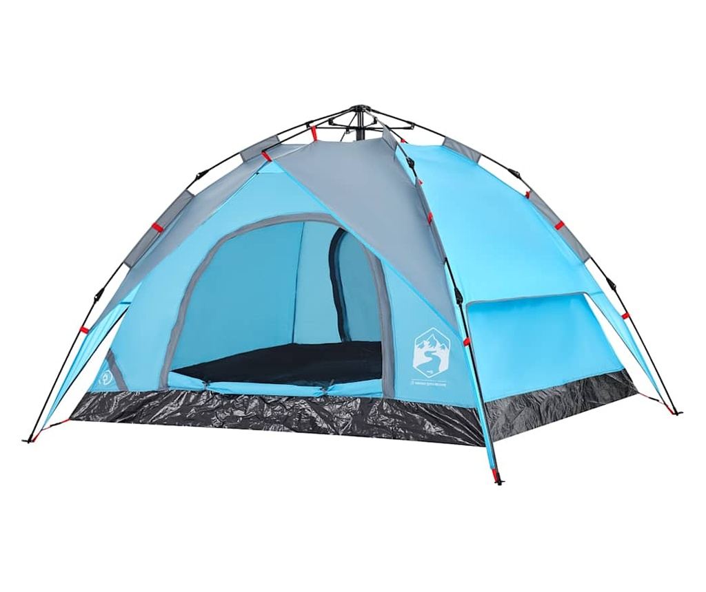 Kempingový stan kupole pro 3 osoby modrý rychloupínací - 5