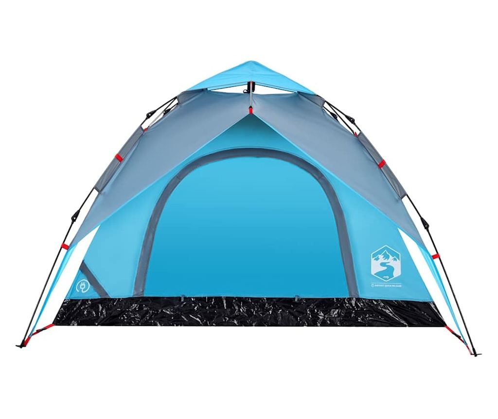 Kempingový stan kupole pro 3 osoby modrý rychloupínací - 6