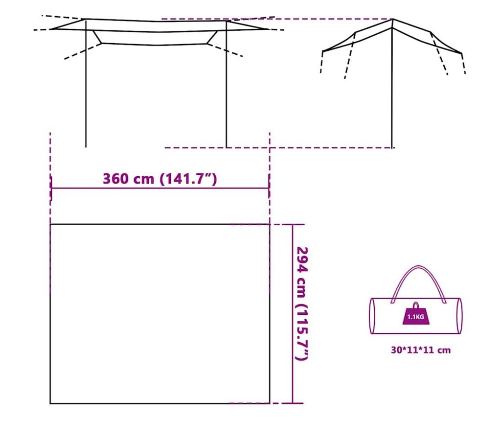 Kempingová plachta šedá a oranžová 360 x 294 cm nepromokavá - 8
