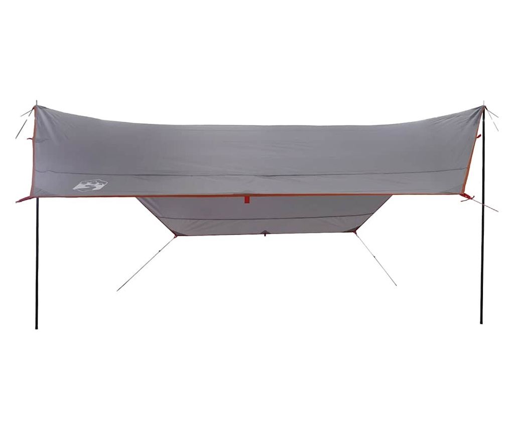 Kempingová plachta šedá a oranžová 430 x 380 x 210 cm nepromokavá - 5