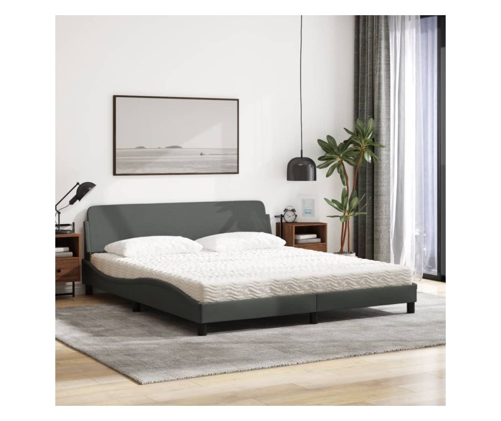 Postel s matrací Dover tmavě šedá 180 x 200 cm textil - 3