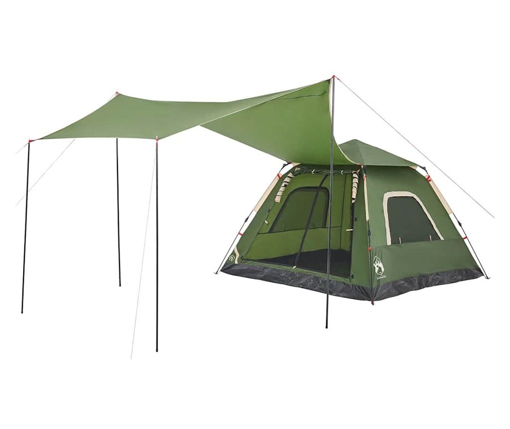 Kempingový stan kupole pro 5 osob zelený rychloupínací - 8