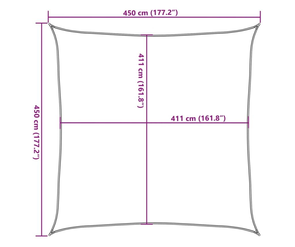 Stínicí plachta světle šedá 4,5 x 4,5 m 100% polyester oxford - 10