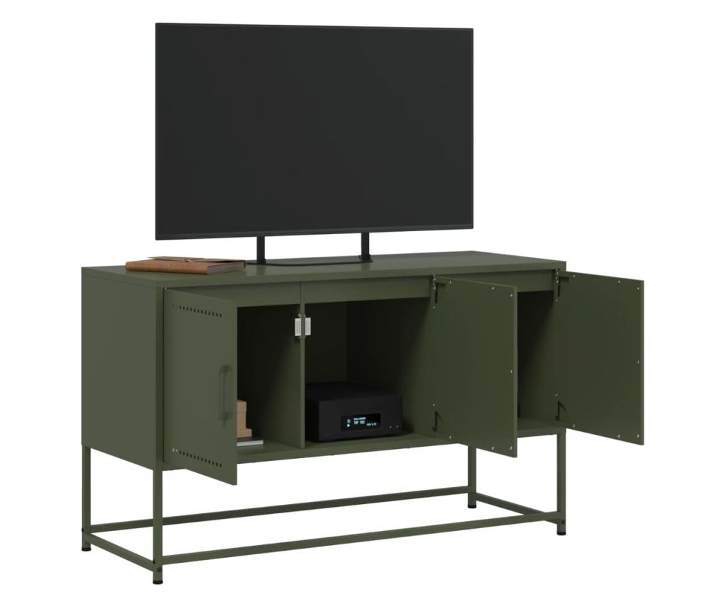 TV skříňka olivově zelená 100,5 x 39 x 60,5 cm ocel - 5
