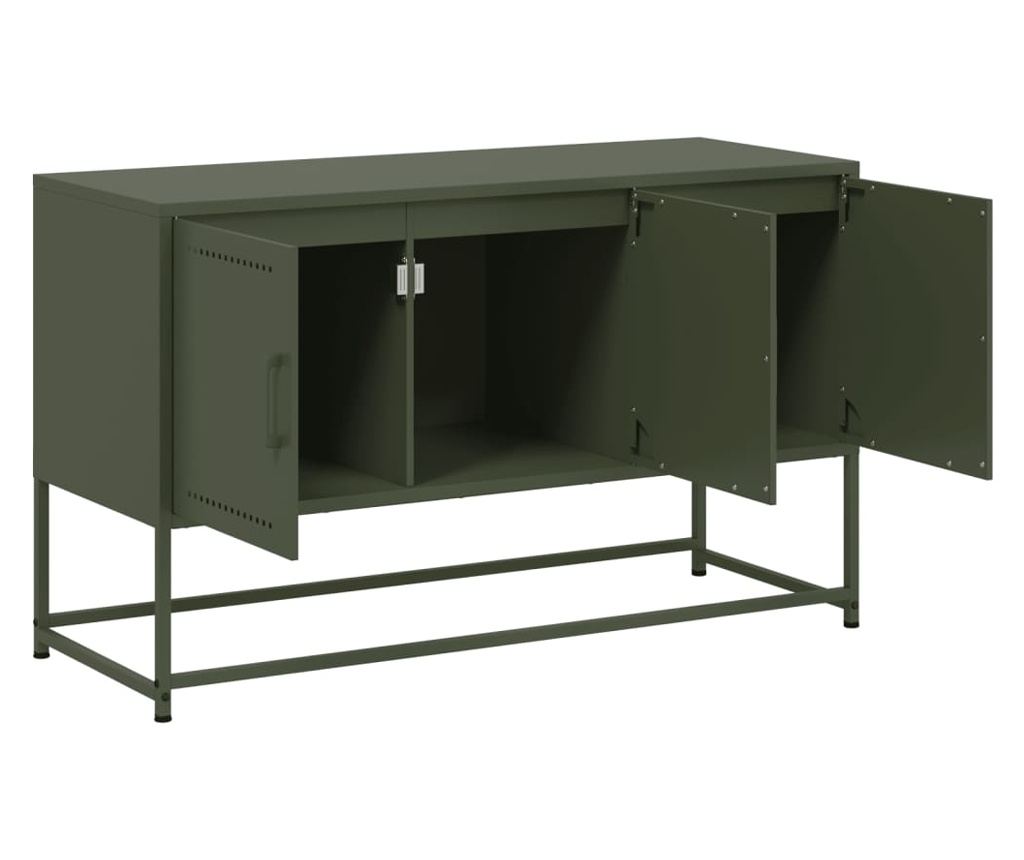TV skříňka olivově zelená 100,5 x 39 x 60,5 cm ocel - 9