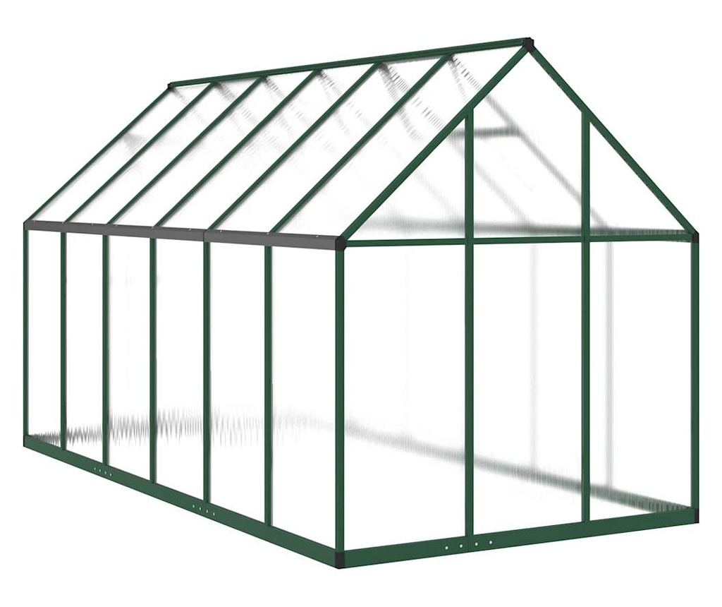 Skleník s podkladovým rámem zelený 334 x 169 x 195 cm hliník - 5
