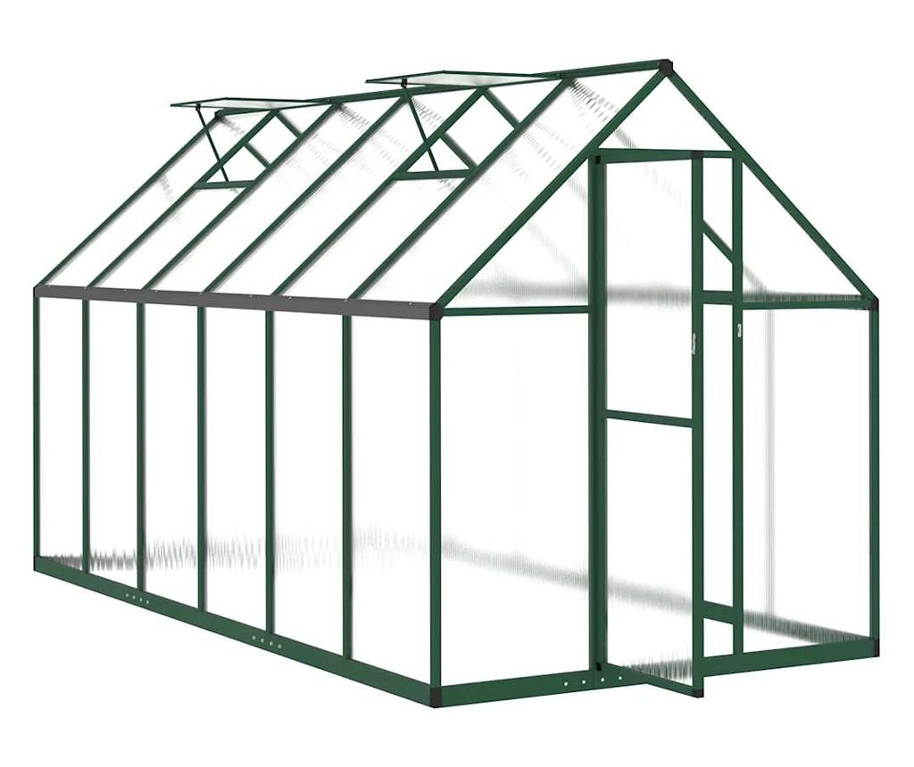 Skleník s podkladovým rámem zelený 334 x 169 x 195 cm hliník - 6
