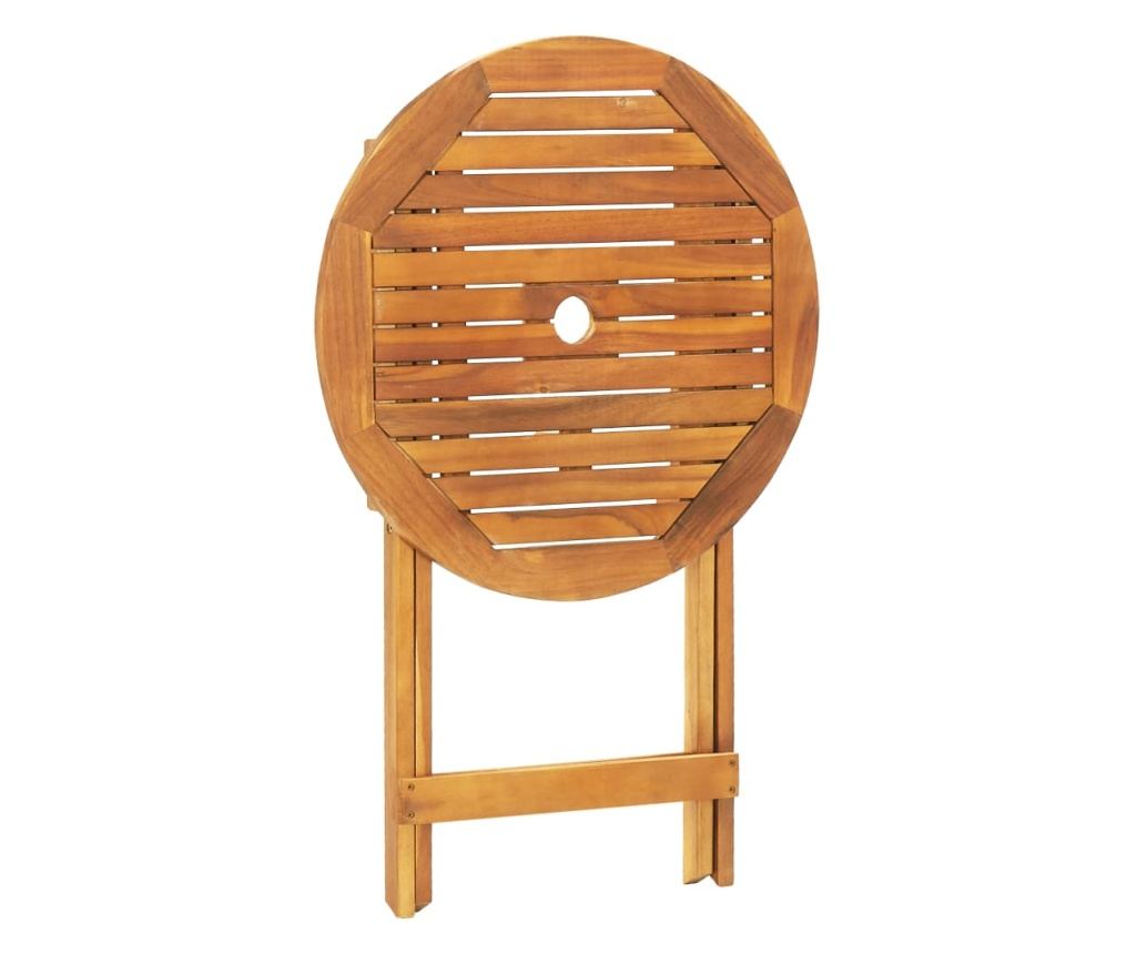 3dílný bistro set vzor listů textil a masivní dřevo - 8