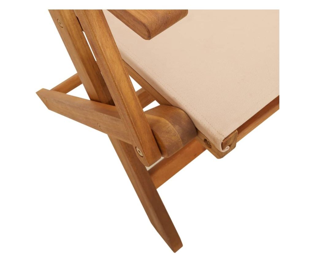 3dílný bistro set béžový textil a masivní dřevo - 9