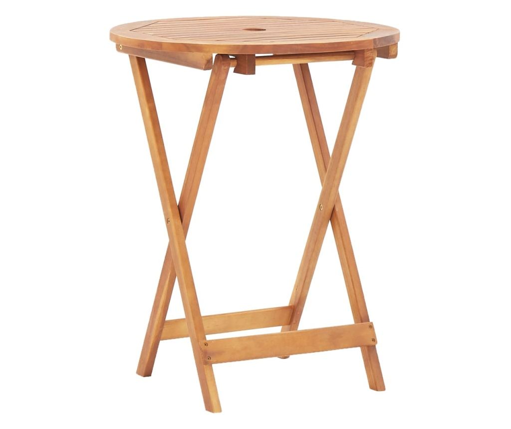 3dílný bistro set vzor listů textil a masivní dřevo - 5