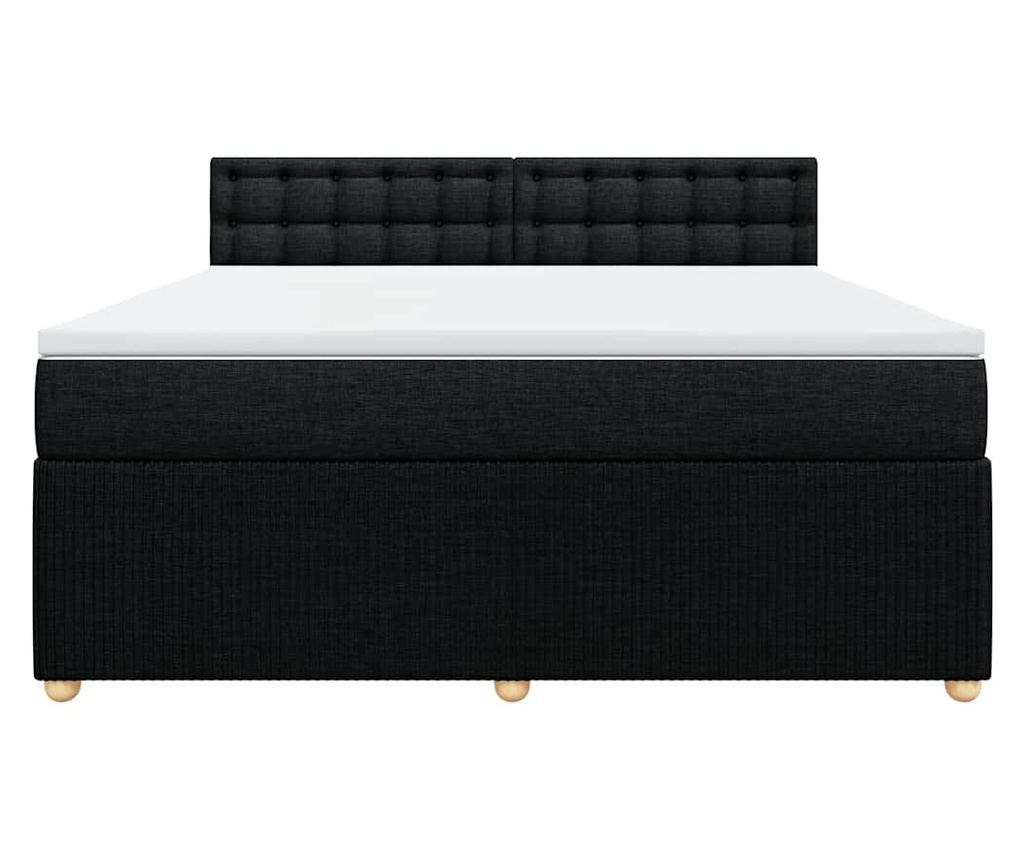 Boxspring postelja z vzmetnico, črna, 180x200 cm, žamet - 6