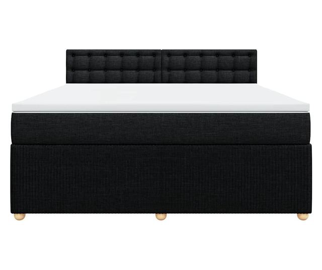 Боксспринг легло с матрак, черно, 180x200 см, кадифе