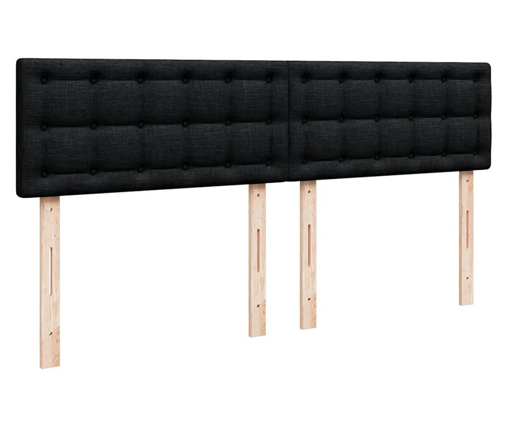 Boxspring postelja z vzmetnico, črna, 180x200 cm, žamet - 12
