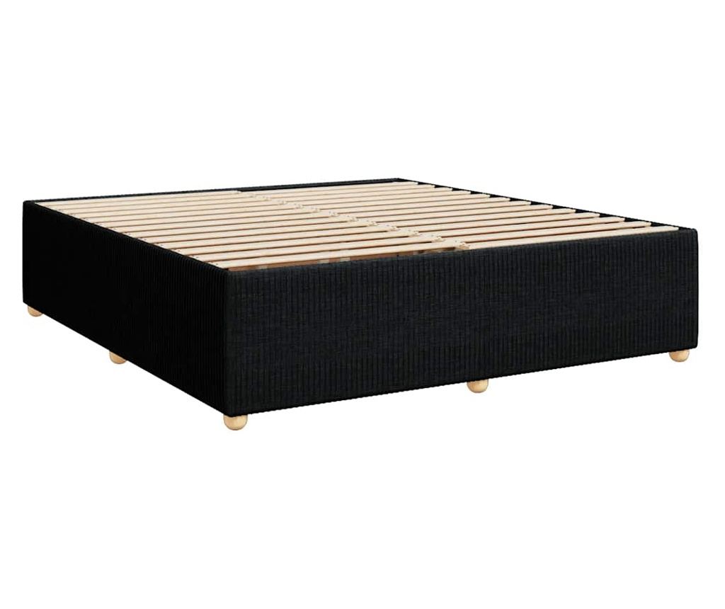 Boxspring postelja z vzmetnico, črna, 180x200 cm, žamet - 9
