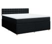 Боксспринг легло с матрак, черно, 180x200 см, кадифе