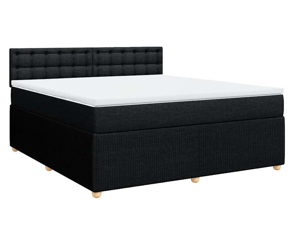 Boxspring postelja z vzmetnico, črna, 180x200 cm, žamet - 3