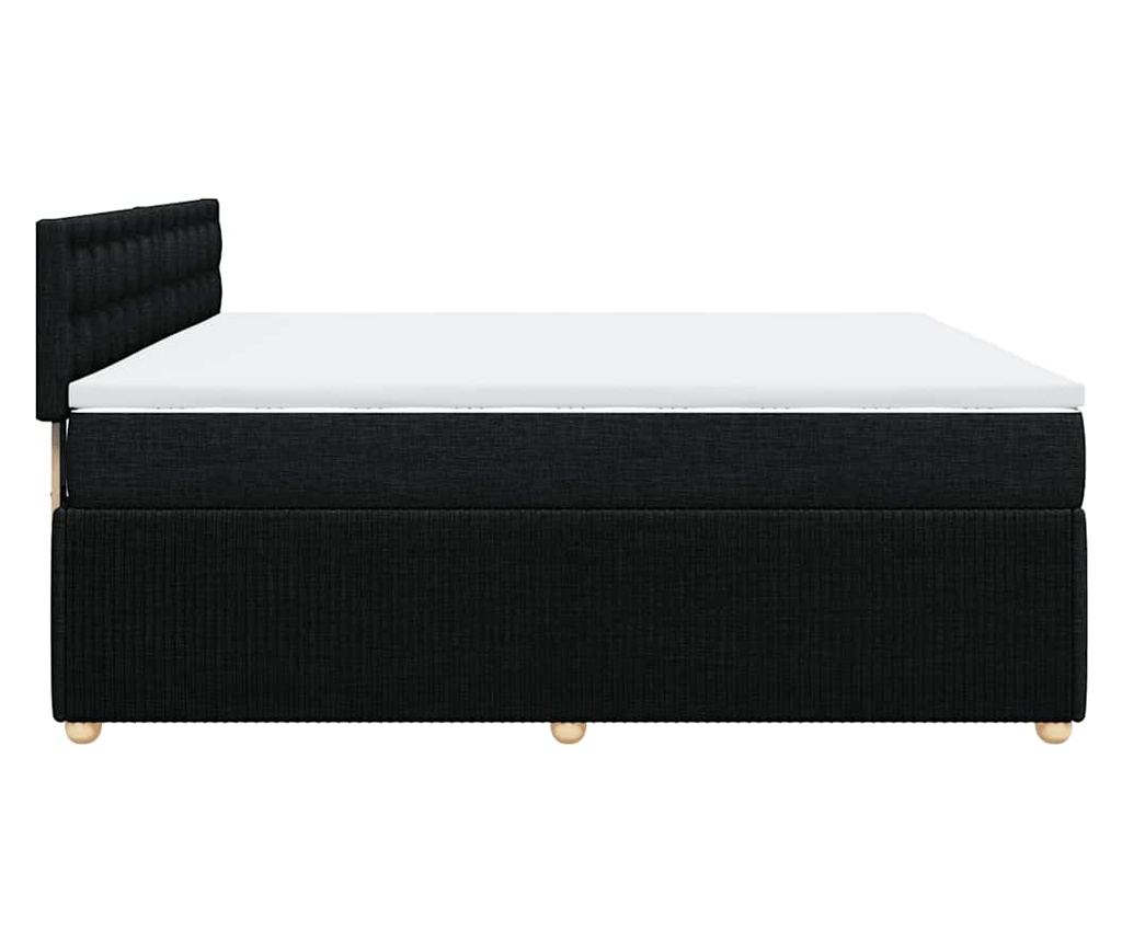 Boxspring postelja z vzmetnico, črna, 180x200 cm, žamet - 7