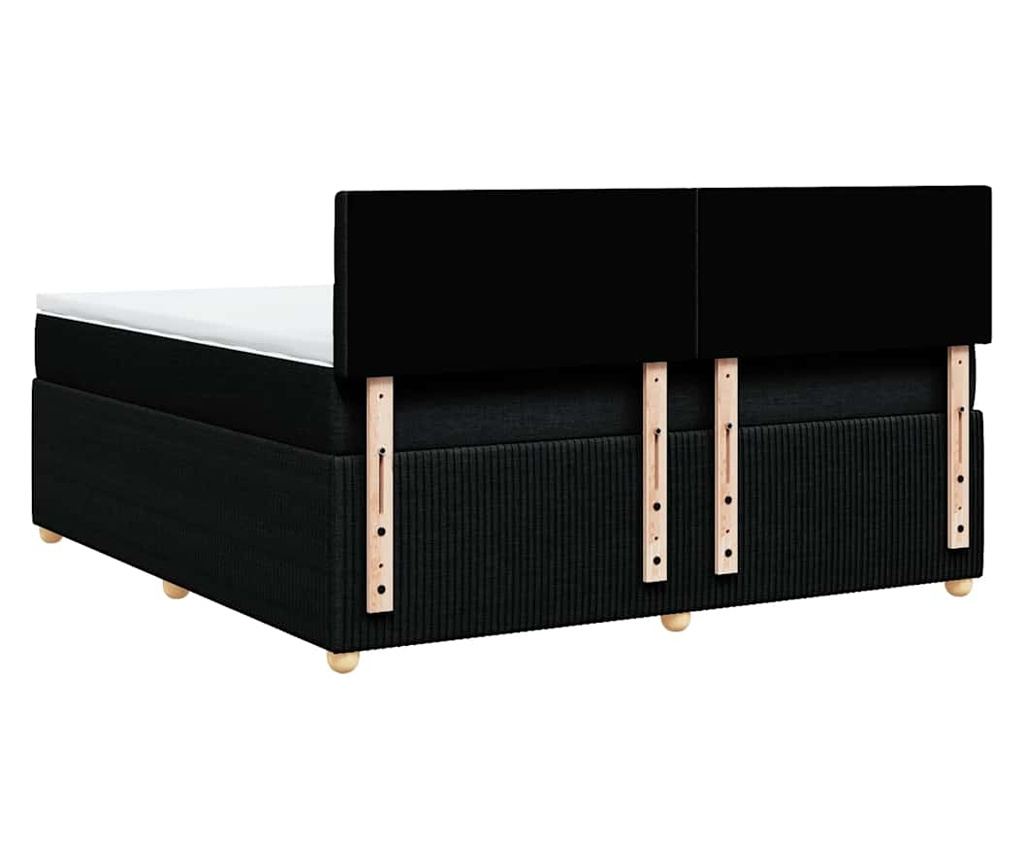 Boxspring postelja z vzmetnico, črna, 180x200 cm, žamet - 8