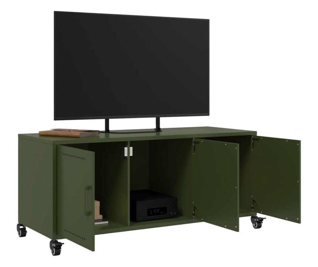 TV skříňka olivově zelená 100,5 x 39 x 43,5 cm ocel - 4