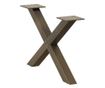 Крака за масичка за кафе, X-образни, 2 бр., естествена стомана, 50 x (30-31) см, стомана thumbnail 1