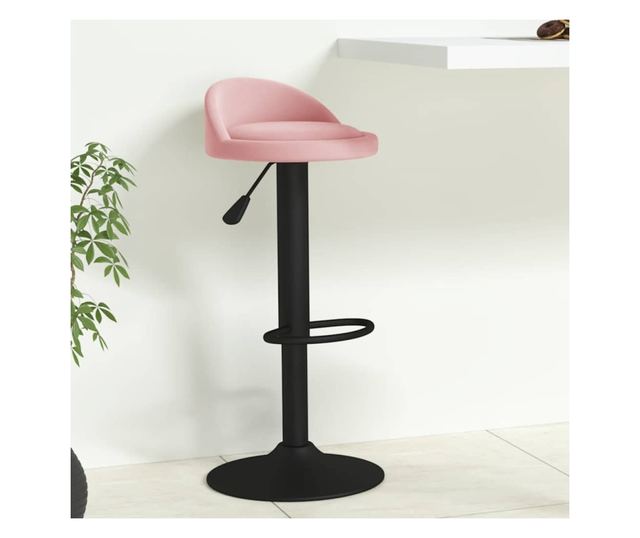 Barski stol, roza, žamet