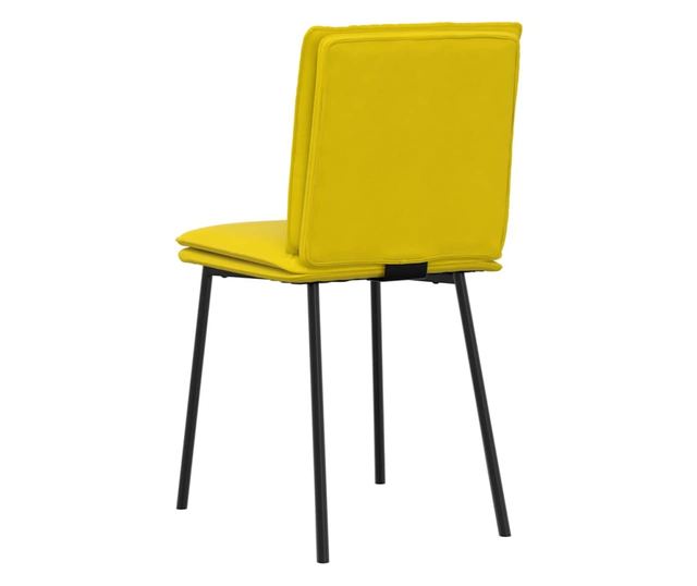 Jedilni stoli, 4 kosi, rumeni, žamet