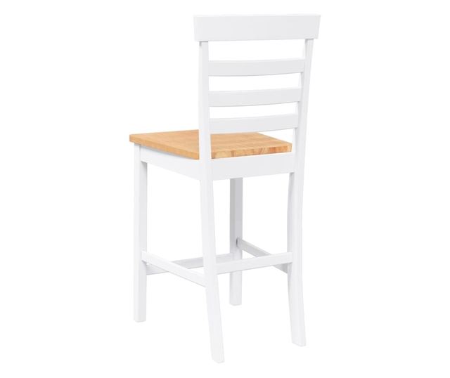 Barski stoli 2 kosa masiven les kavčukovca bel