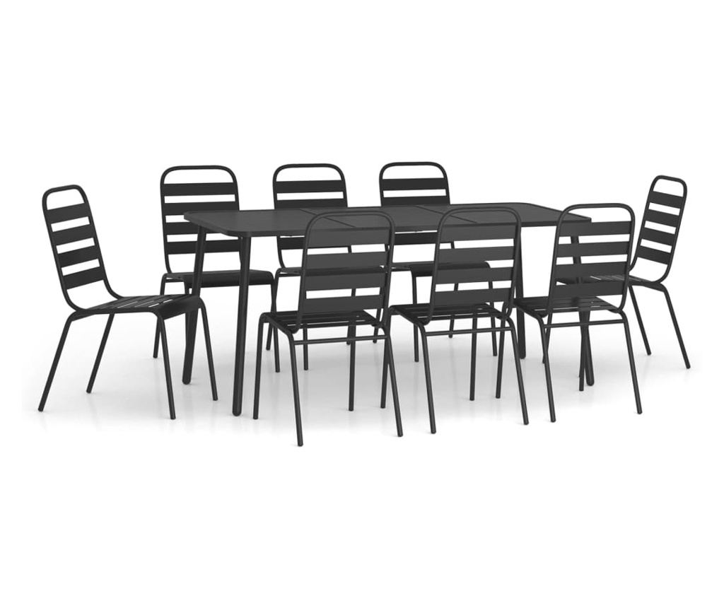 Градински комплект за хранене, 9 части, антрацит, стомана - 2