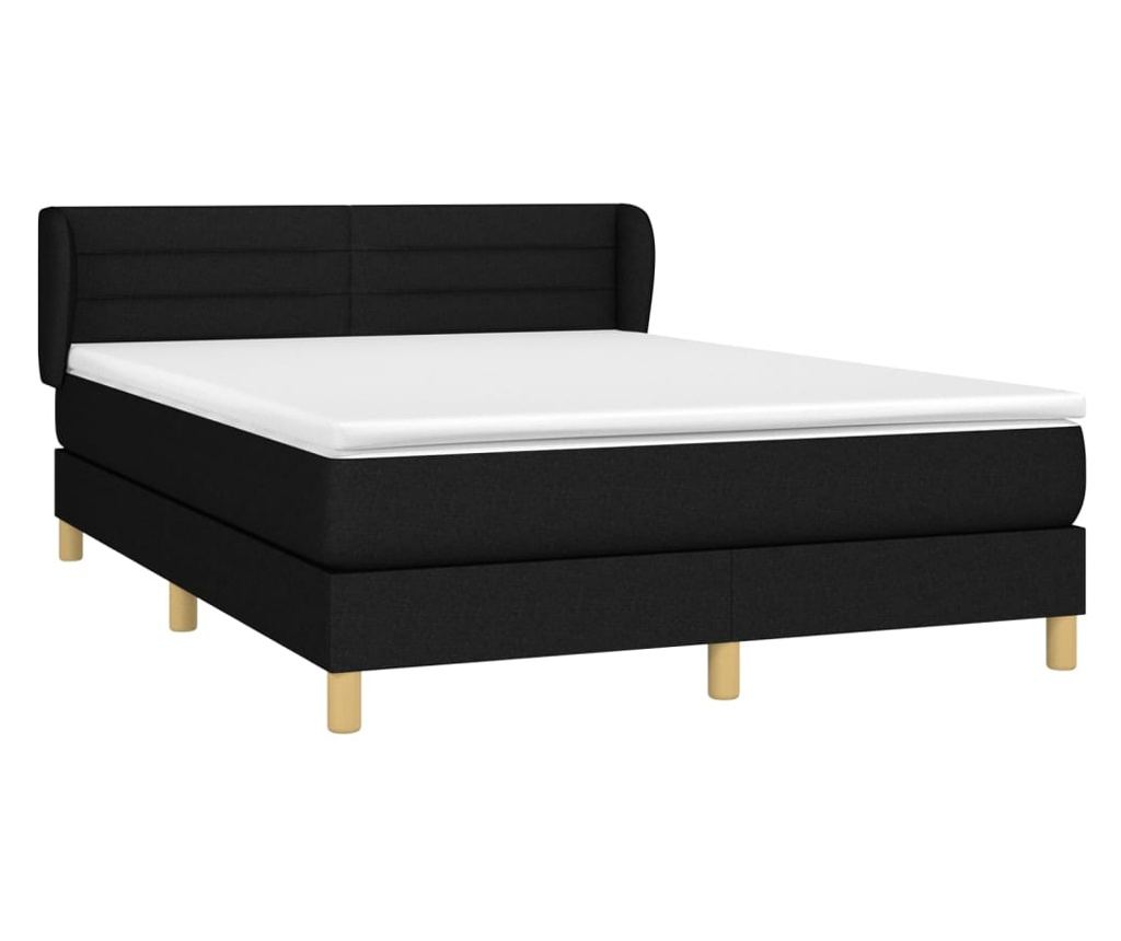 Box krevet s madracem, crni, 140x190 cm, tekstil - 3