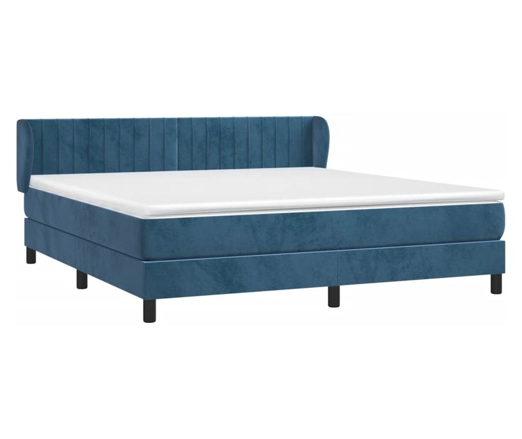 Boxspring krevet s madracem, tamnoplavi, 160x200 cm, baršun - 3