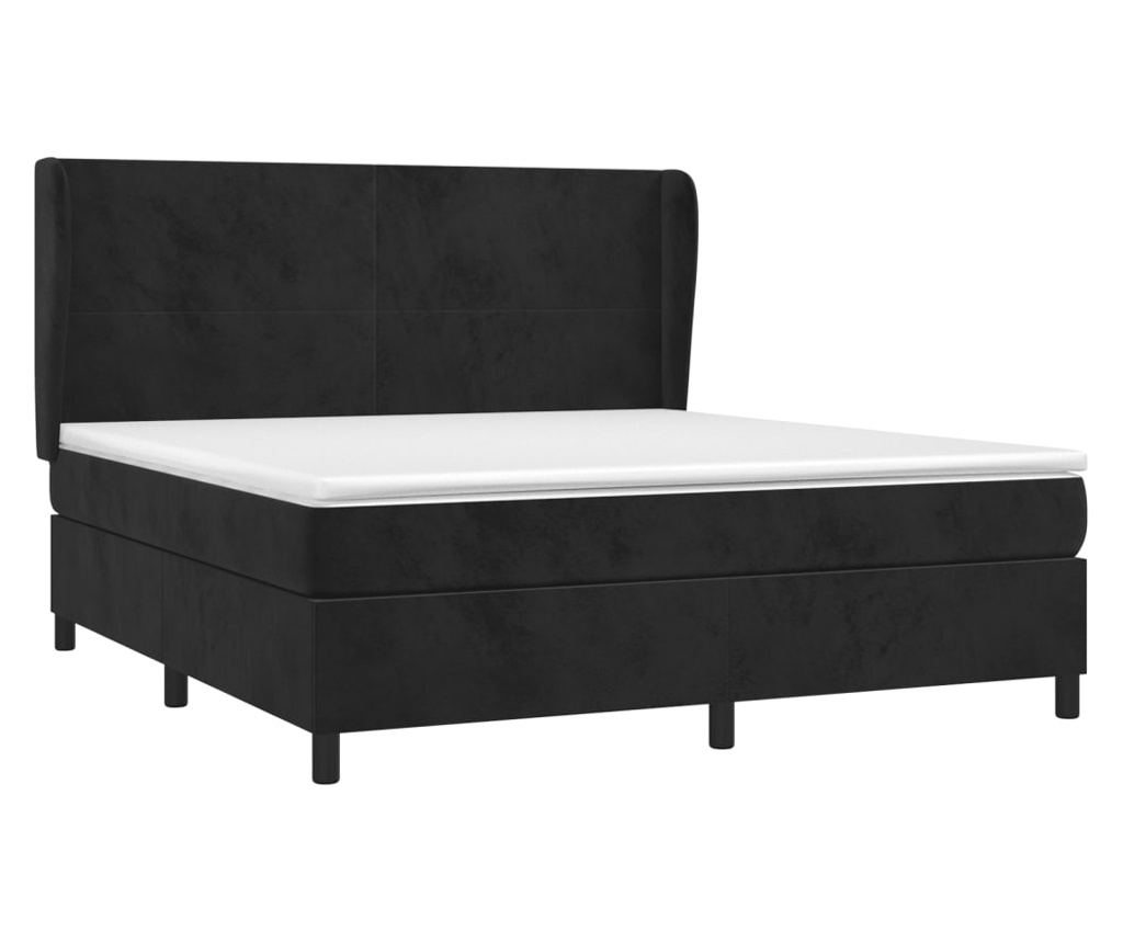 Боксспринг легло с матрак, черно, 160x200 см, кадифе - 3