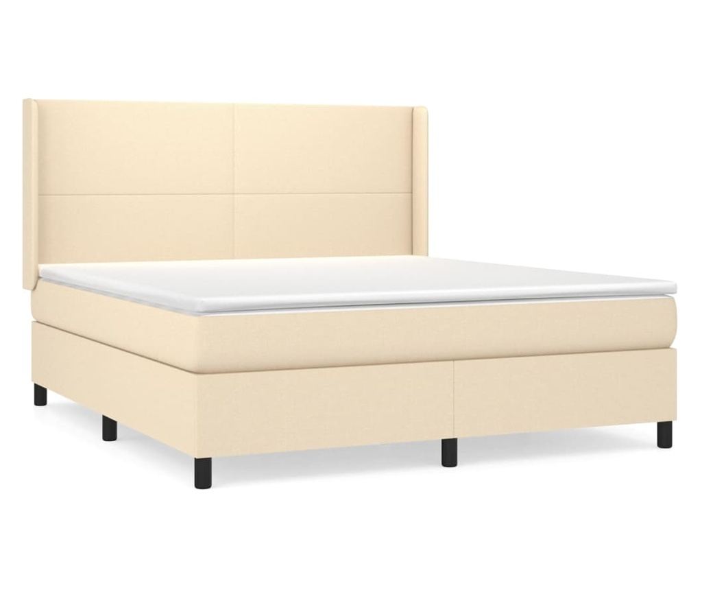 Box spring bed with mattress, cream, 160x200 cm, textile material - 2