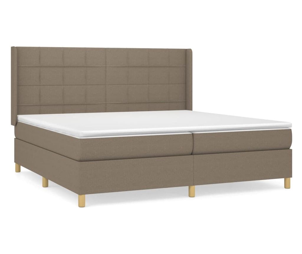 Pat box spring cu saltea, gri taupe, 200x200 cm, textil - 2