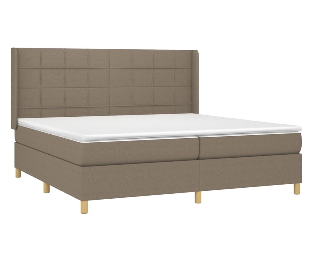 Pat box spring cu saltea, gri taupe, 200x200 cm, textil - 3