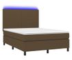 Пружинен спален комплект с матрак и LED, тъмнокафяв, 140x200 см, текстил thumbnail 2