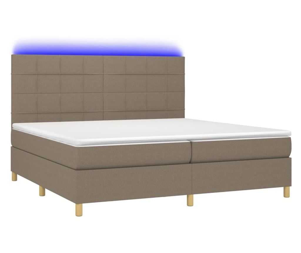 Легло с пружини, матрак и LED, тъмносиво, 200x200 см, текстил - 2