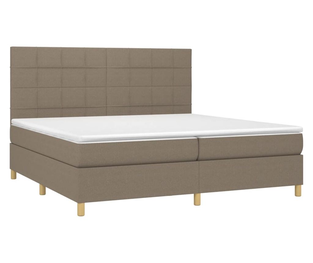 Легло с пружини, матрак и LED, тъмносиво, 200x200 см, текстил - 3